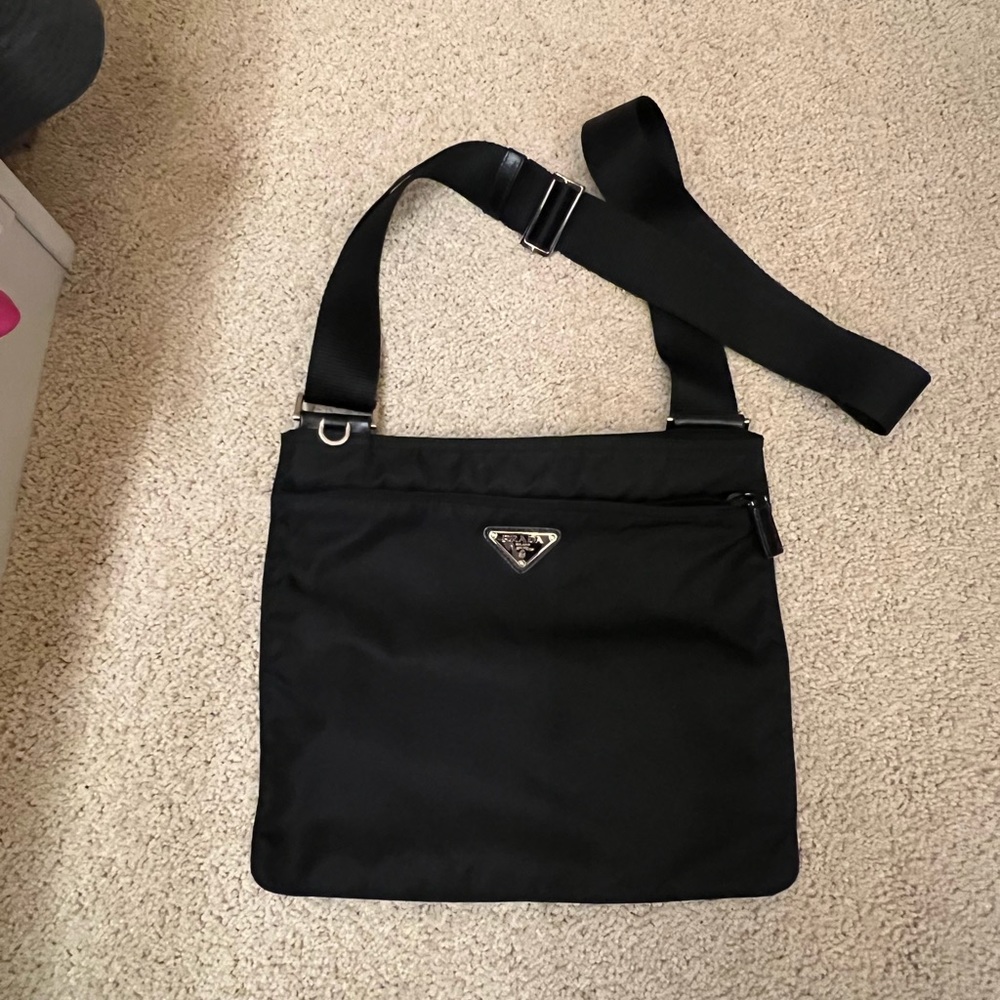 Prada Re-Nylon and Saffiano Black Shoulder Bag